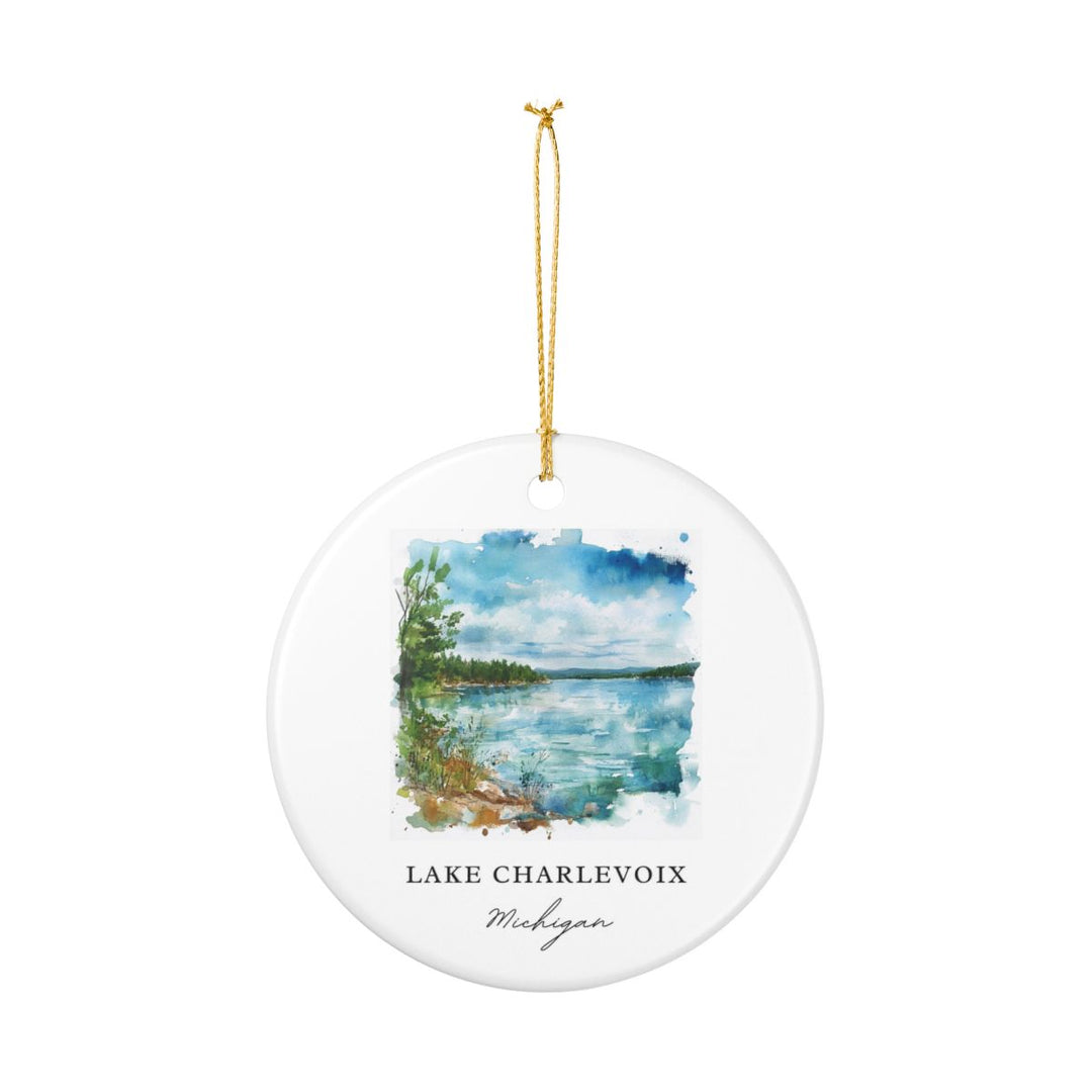 Lake Charlevoix Michigan USA Ornament: Unique Lake Charlevoix Souvenir, Lake Charlevoix Michigan Xmas Decor, and Authentic Lake Charlevoix Gift