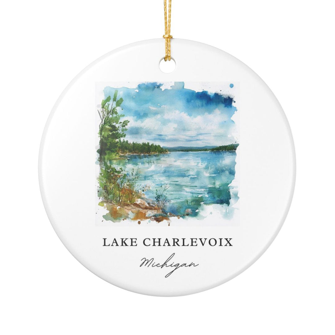 Lake Charlevoix Michigan USA Ornament: Unique Lake Charlevoix Souvenir, Lake Charlevoix Michigan Xmas Decor, and Authentic Lake Charlevoix Gift
