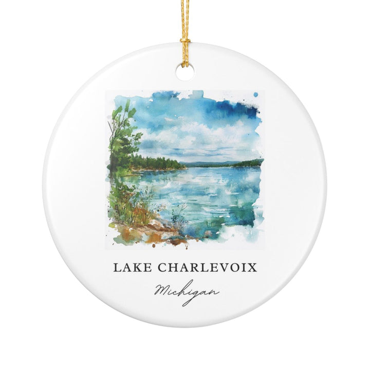 Lake Charlevoix Michigan USA Ornament: Unique Lake Charlevoix Souvenir, Lake Charlevoix Michigan Xmas Decor, and Authentic Lake Charlevoix Gift