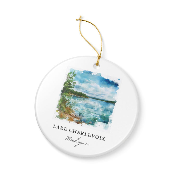 Lake Charlevoix Michigan USA Ornament: Unique Lake Charlevoix Souvenir, Lake Charlevoix Michigan Xmas Decor, and Authentic Lake Charlevoix Gift
