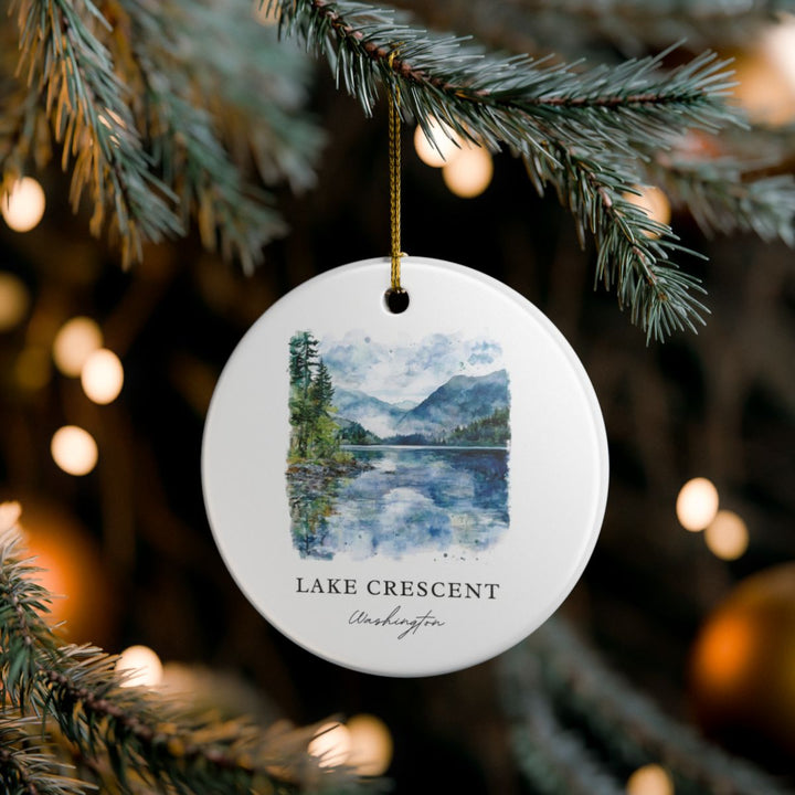 Lake Crescent Washington USA Ornament: Unique Lake Crescent Souvenir, Lake Crescent Washington Xmas Decor, and Authentic Lake Crescent Gift