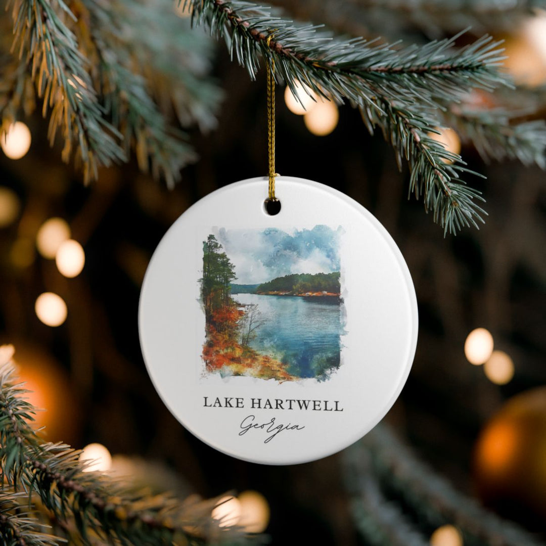 Lake Hartwell Georgia USA Ornament: Unique Lake Hartwell Souvenir, Lake Hartwell Georgia Xmas Decor, and Authentic Lake Hartwell Gift