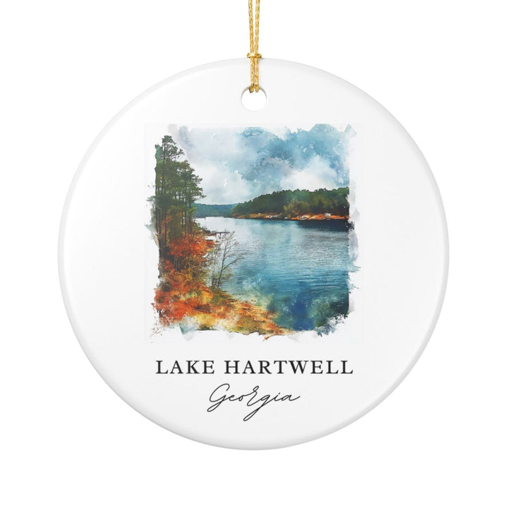 Lake Hartwell Georgia USA Ornament: Unique Lake Hartwell Souvenir, Lake Hartwell Georgia Xmas Decor, and Authentic Lake Hartwell Gift