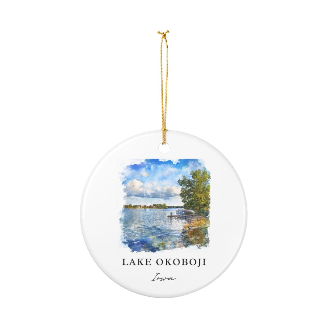 Lake Okoboji Iowa USA Ornament: Unique Lake Okoboji Souvenir, Lake Okoboji Iowa Xmas Decor, and Authentic Lake Okoboji Gift