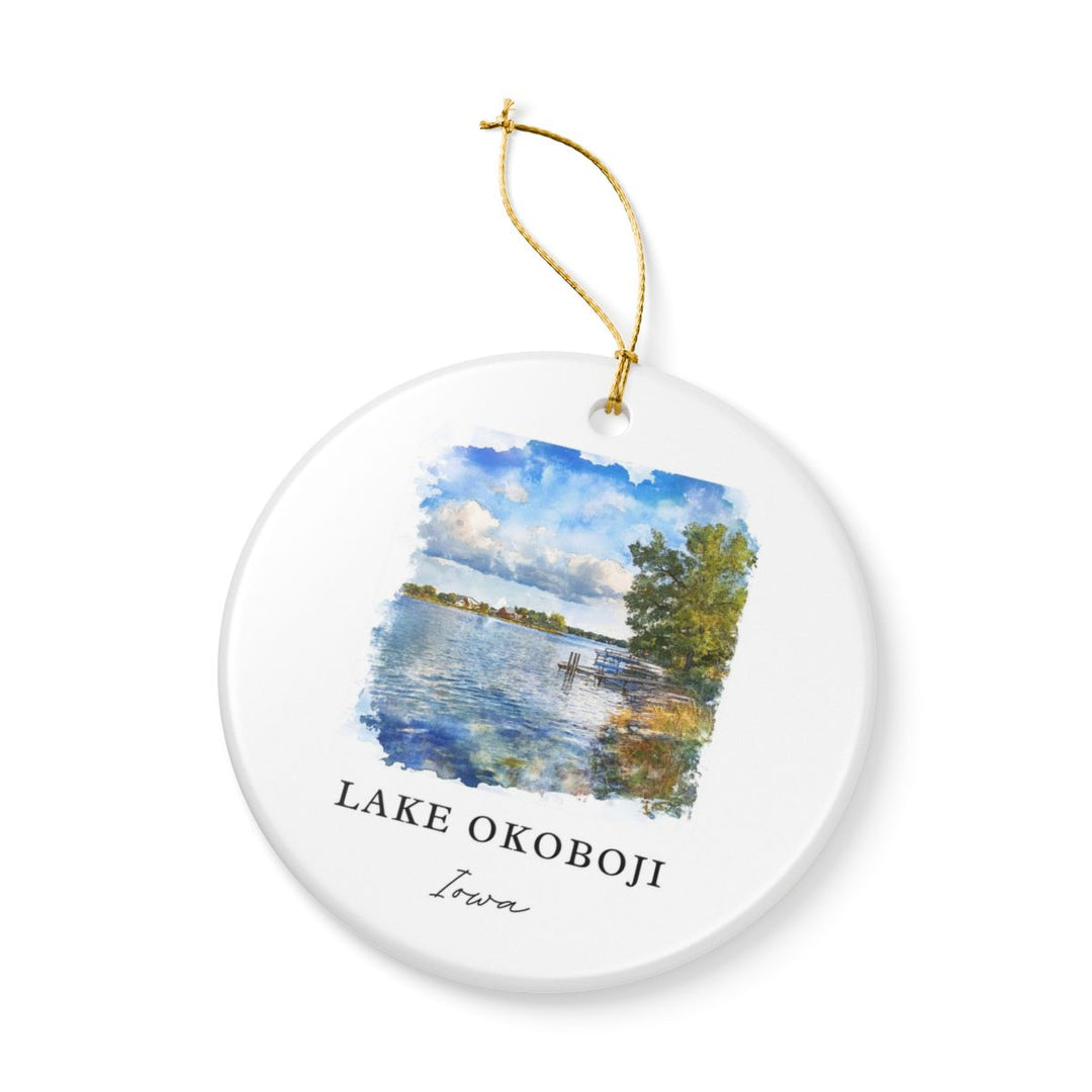 Lake Okoboji Iowa USA Ornament: Unique Lake Okoboji Souvenir, Lake Okoboji Iowa Xmas Decor, and Authentic Lake Okoboji Gift