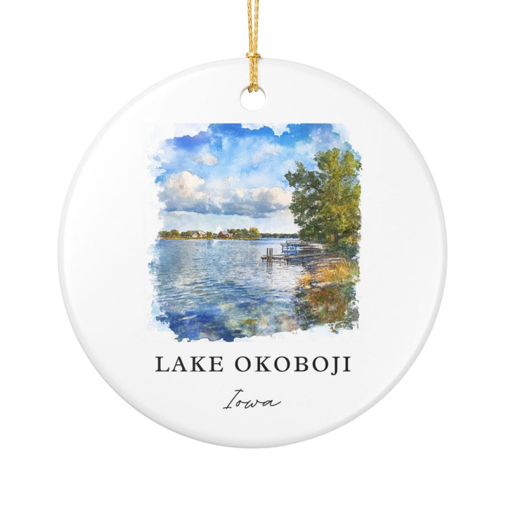 Lake Okoboji Iowa USA Ornament: Unique Lake Okoboji Souvenir, Lake Okoboji Iowa Xmas Decor, and Authentic Lake Okoboji Gift