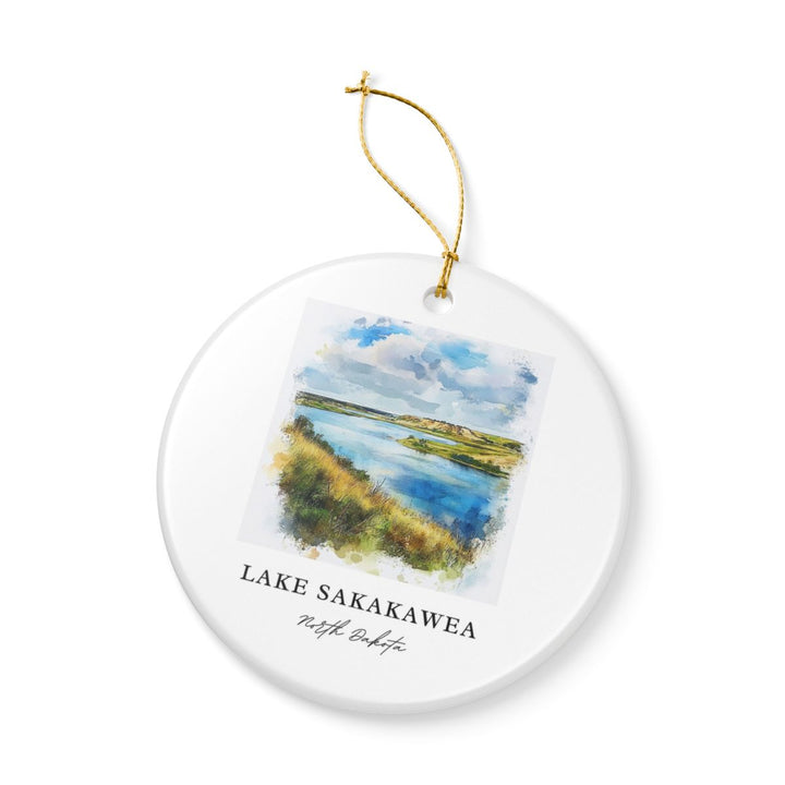 Lake Sakakawea North Dakota Ornament: Unique Lake Sakakawea Souvenir, Lake Sakakawea North Dakota Xmas Decor, and Authentic Lake Sakakawea Gift