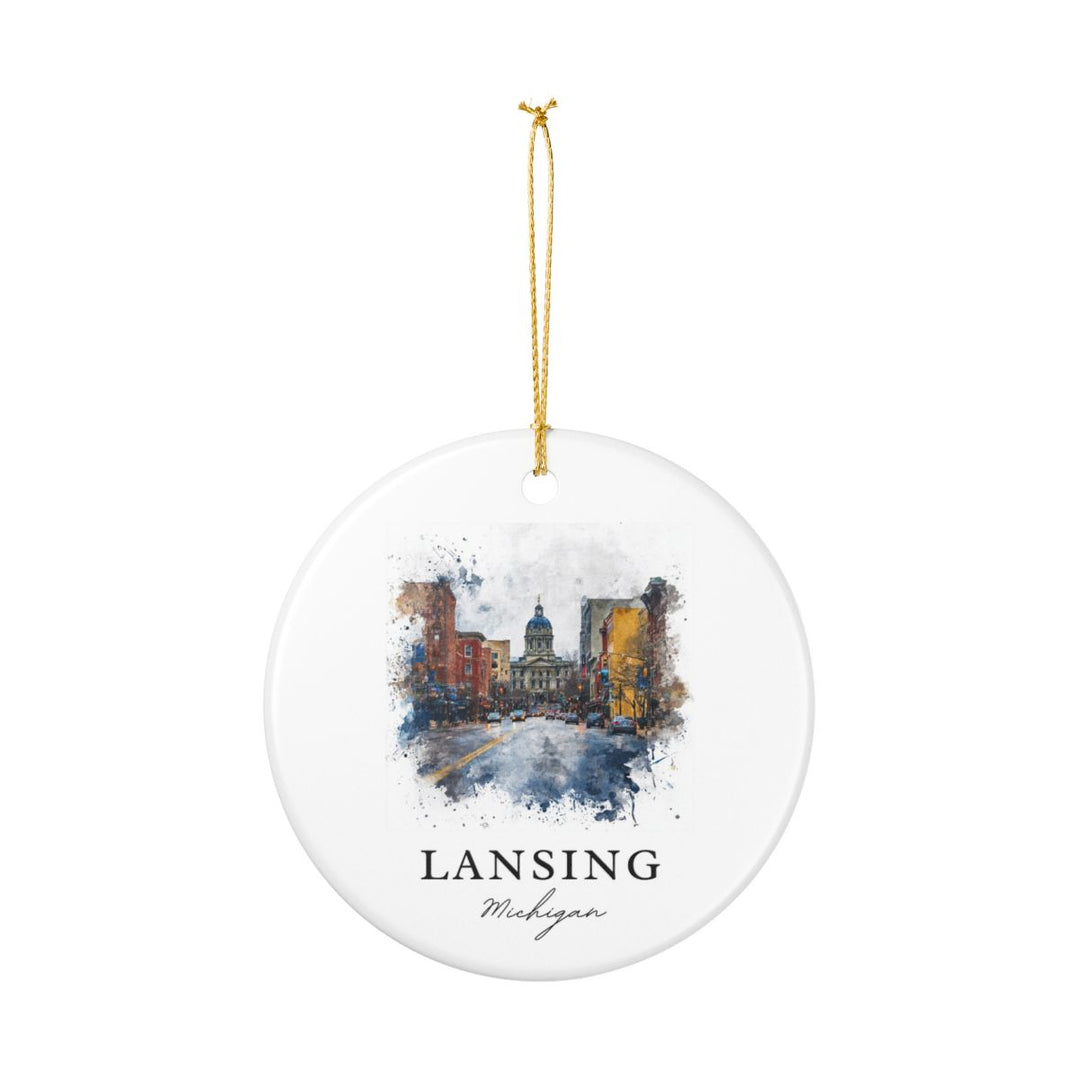 Lansing Michigan A Ornament: Unique Lansing Michigan A Souvenir, Lansing Michigan A Xmas Decor, and Authentic Lansing Michigan A Gift
