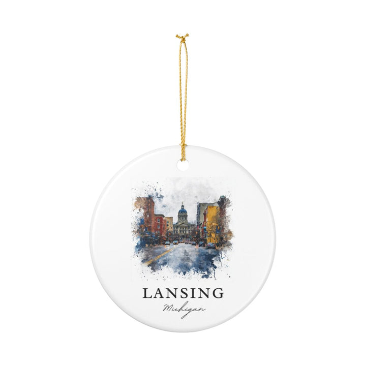 Lansing Michigan A Ornament: Unique Lansing Michigan A Souvenir, Lansing Michigan A Xmas Decor, and Authentic Lansing Michigan A Gift