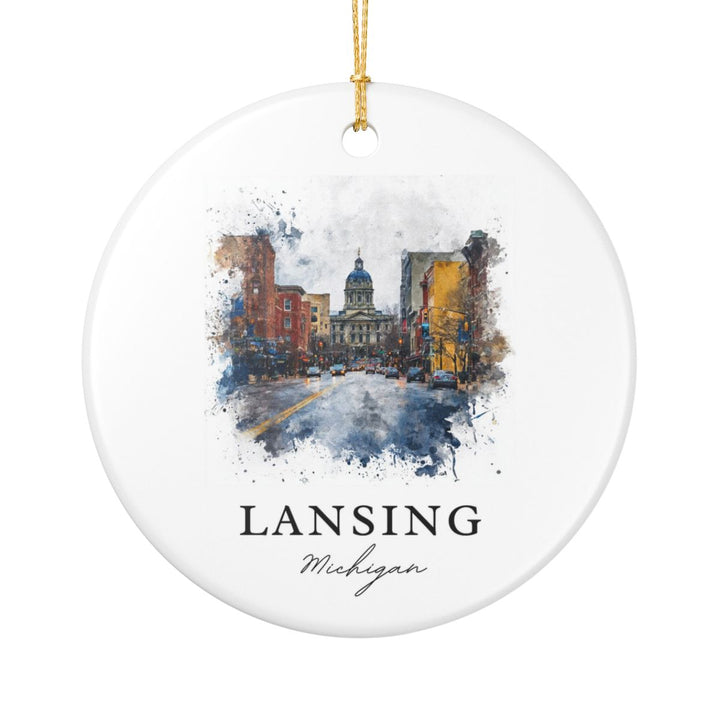 Lansing Michigan A Ornament: Unique Lansing Michigan A Souvenir, Lansing Michigan A Xmas Decor, and Authentic Lansing Michigan A Gift
