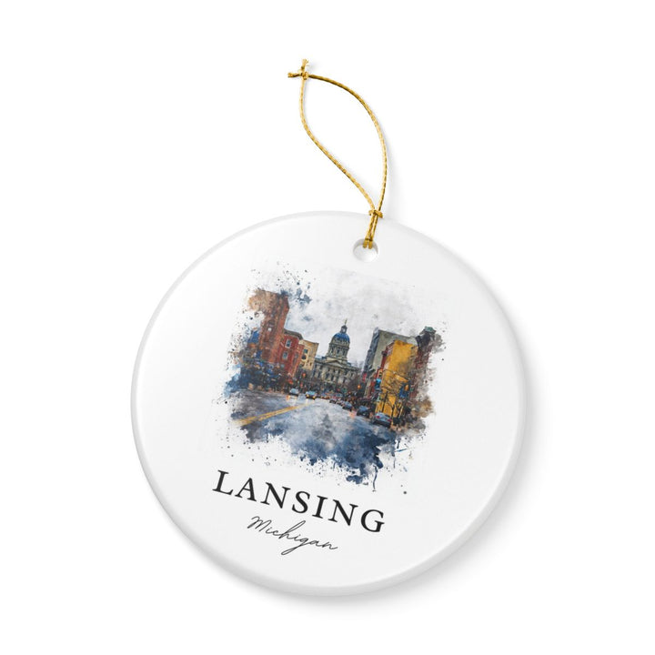Lansing Michigan A Ornament: Unique Lansing Michigan A Souvenir, Lansing Michigan A Xmas Decor, and Authentic Lansing Michigan A Gift