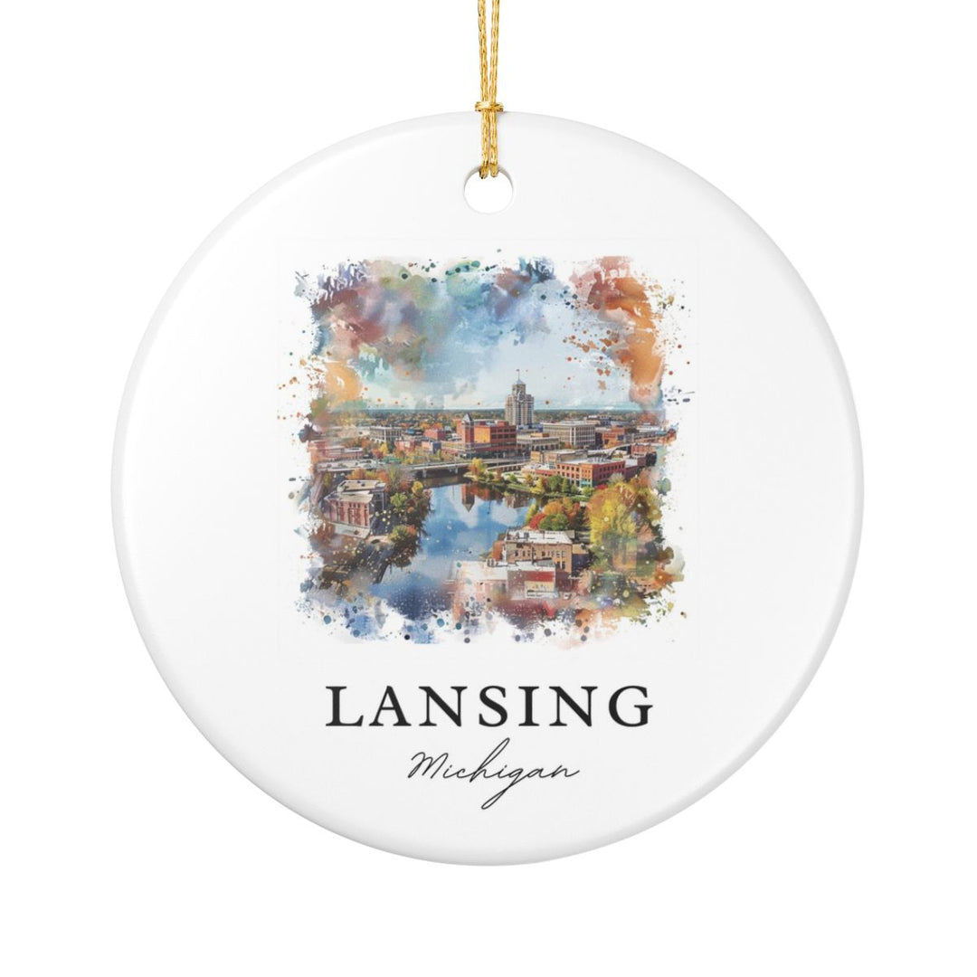 Lansing Michigan Ornament: Unique Lansing Michigan Souvenir, Lansing Michigan Xmas Decor, and Authentic Lansing Michigan Gift