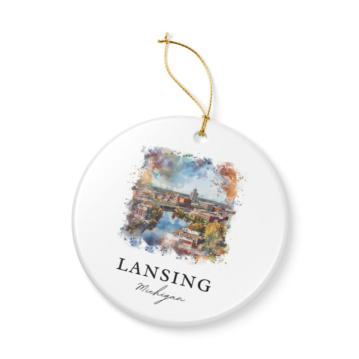 Lansing Michigan Ornament: Unique Lansing Michigan Souvenir, Lansing Michigan Xmas Decor, and Authentic Lansing Michigan Gift