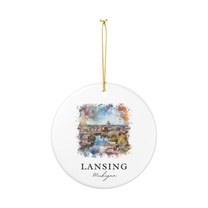Lansing Michigan Ornament: Unique Lansing Michigan Souvenir, Lansing Michigan Xmas Decor, and Authentic Lansing Michigan Gift
