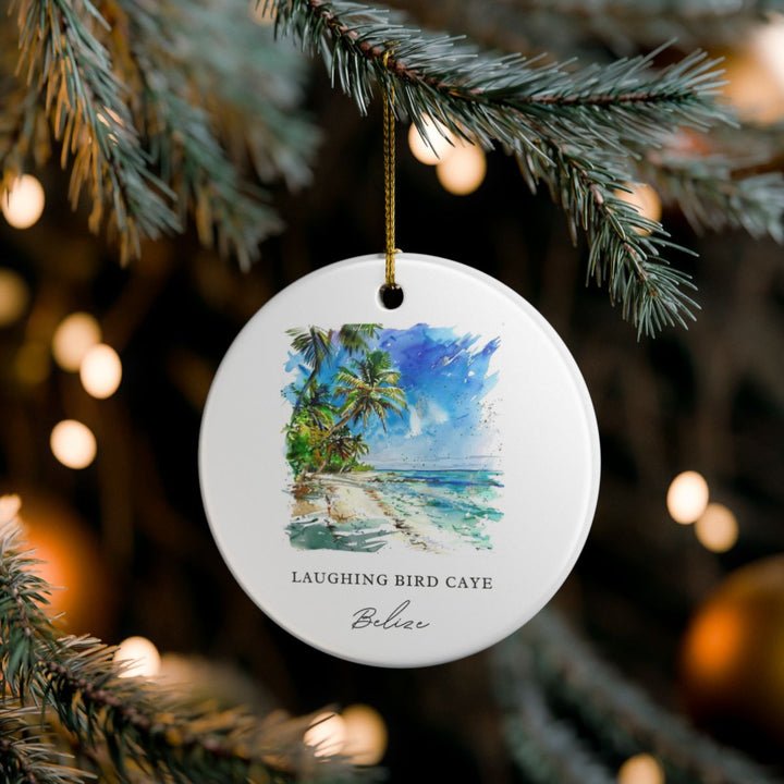 Laughing Bird Caye Beach Belize Ornament: Unique Laughing Bird Caye Beach Belize Souvenir, Laughing Bird Caye Beach Belize Xmas Decor