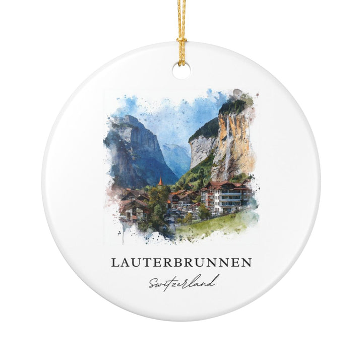 Lauterbrunnen Switzerland Ornament: Unique Lauterbrunnen Souvenir, Lauterbrunnen Switzerland Xmas Decor, and Authentic Lauterbrunnen Gift