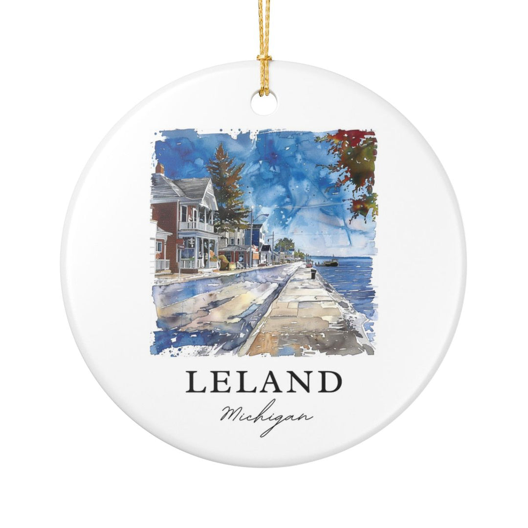 Leland Michigan Ornament: Unique Leland Michigan Souvenir, Leland Michigan Xmas Decor, and Authentic Leland Michigan Gift