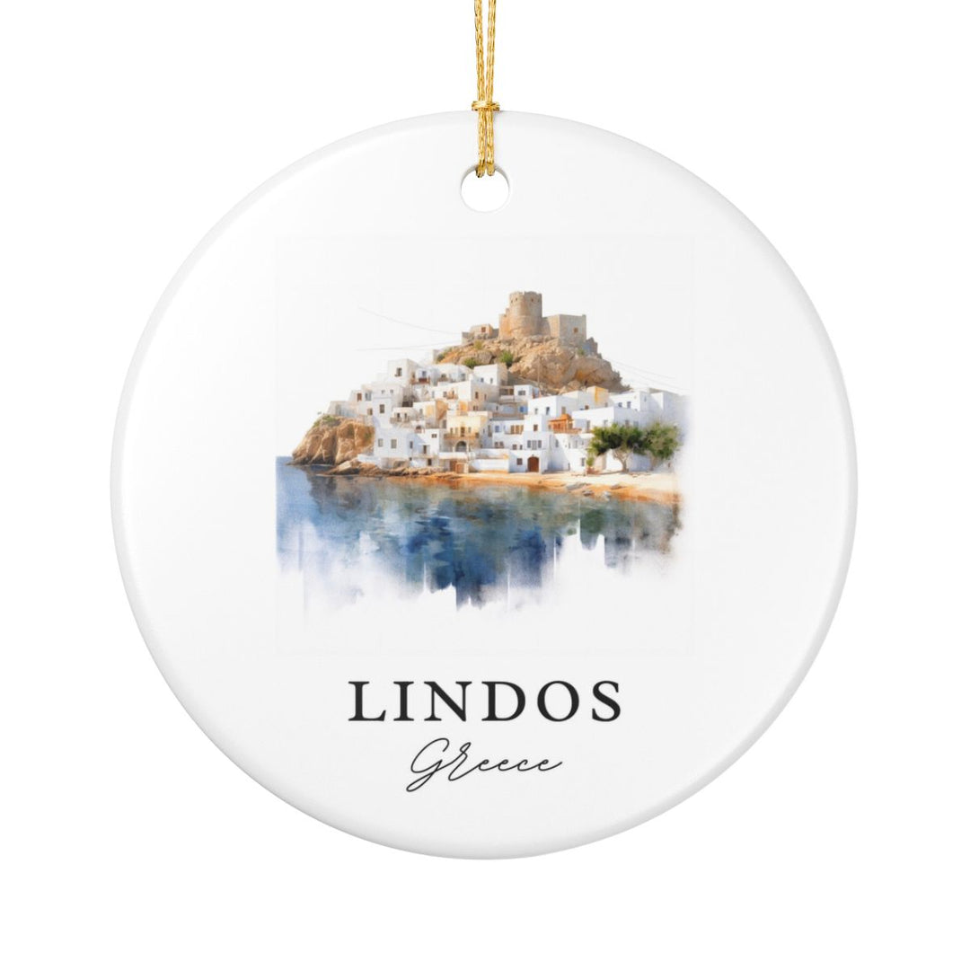 Lindos Greece Ornament: Unique Lindos Greece Souvenir, Lindos Greece Xmas Decor, and Authentic Lindos Greece Gift