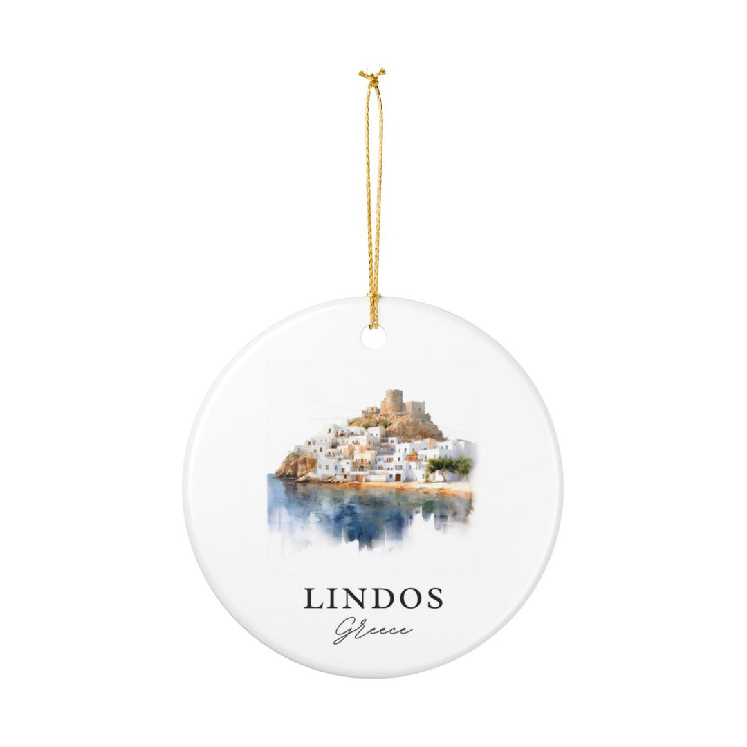 Lindos Greece Ornament: Unique Lindos Greece Souvenir, Lindos Greece Xmas Decor, and Authentic Lindos Greece Gift
