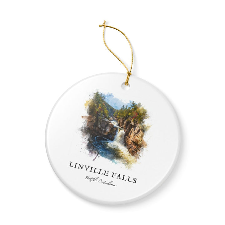 Linville Falls North Carolina USA Ornament: Unique Linville Falls Souvenir, Linville Falls Xmas Decor, and Authentic Linville Falls Gift