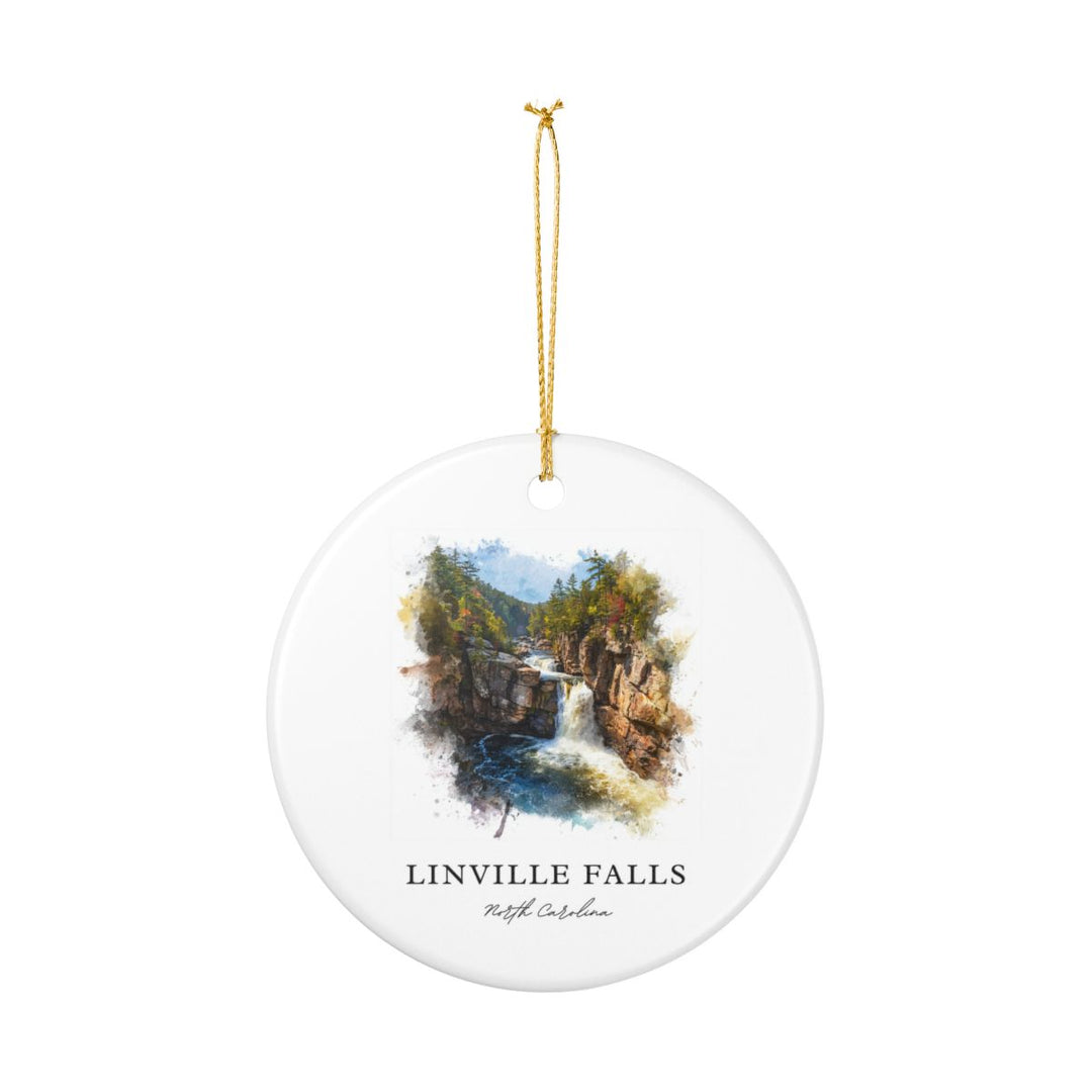 Linville Falls North Carolina USA Ornament: Unique Linville Falls Souvenir, Linville Falls Xmas Decor, and Authentic Linville Falls Gift