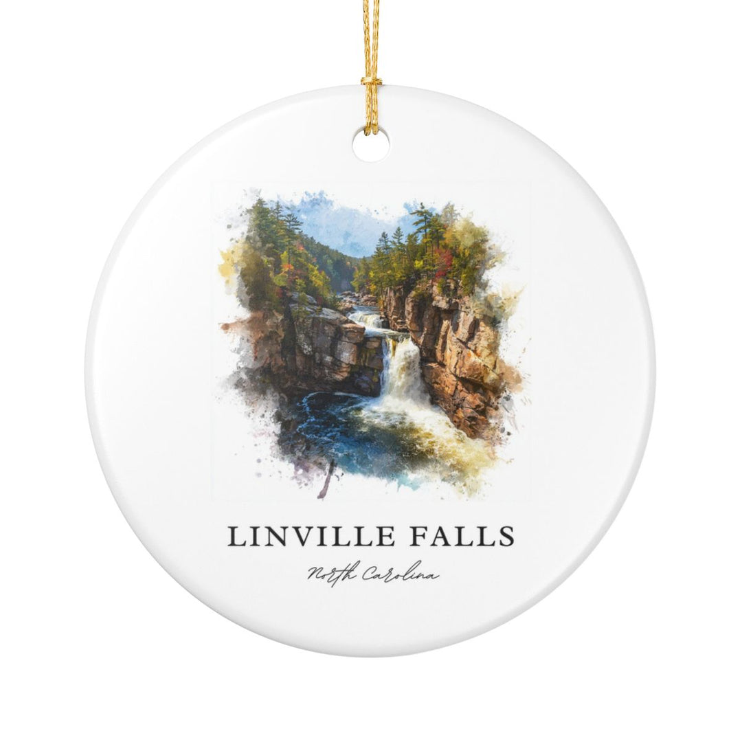 Linville Falls North Carolina USA Ornament: Unique Linville Falls Souvenir, Linville Falls Xmas Decor, and Authentic Linville Falls Gift