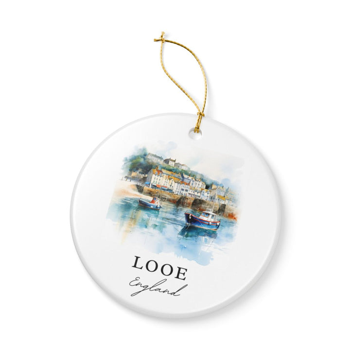 Looe England Ornament: Unique Looe Souvenir, Looe England Xmas Decor, and Authentic Looe Gift