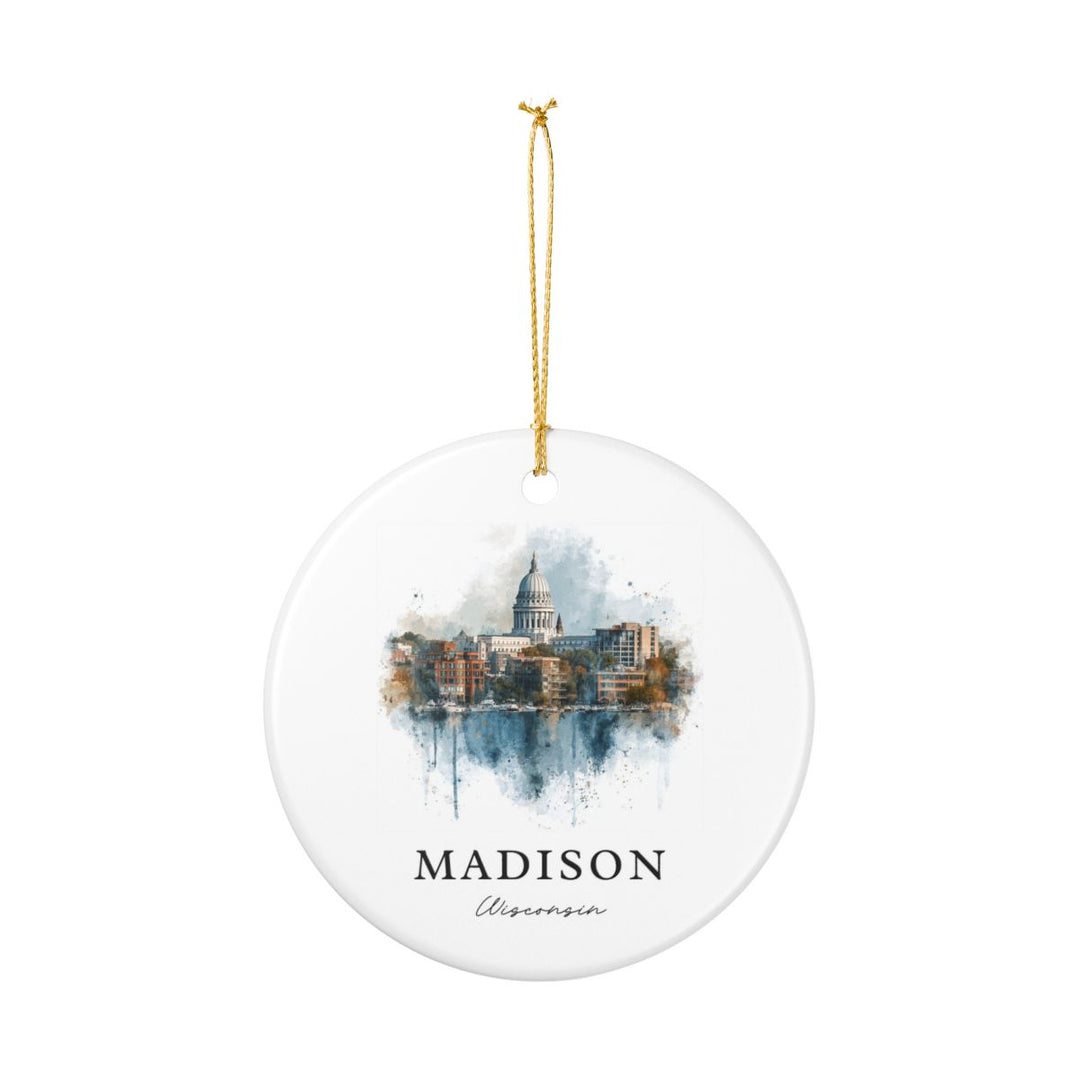 Madison WI Ornament: Unique Madison Souvenir, Madison Wisconsin Xmas Decor, and Authentic Madison Gift