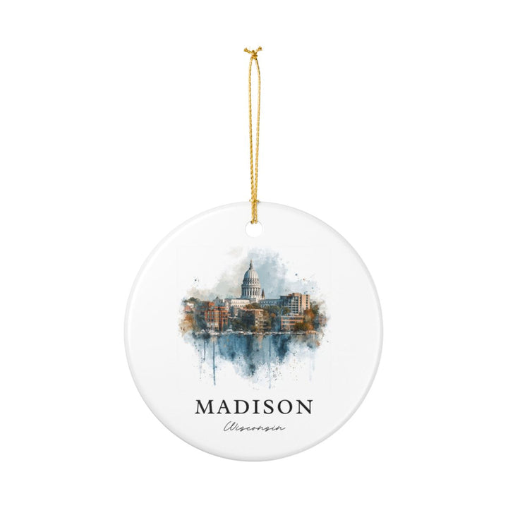 Madison WI Ornament: Unique Madison Souvenir, Madison Wisconsin Xmas Decor, and Authentic Madison Gift