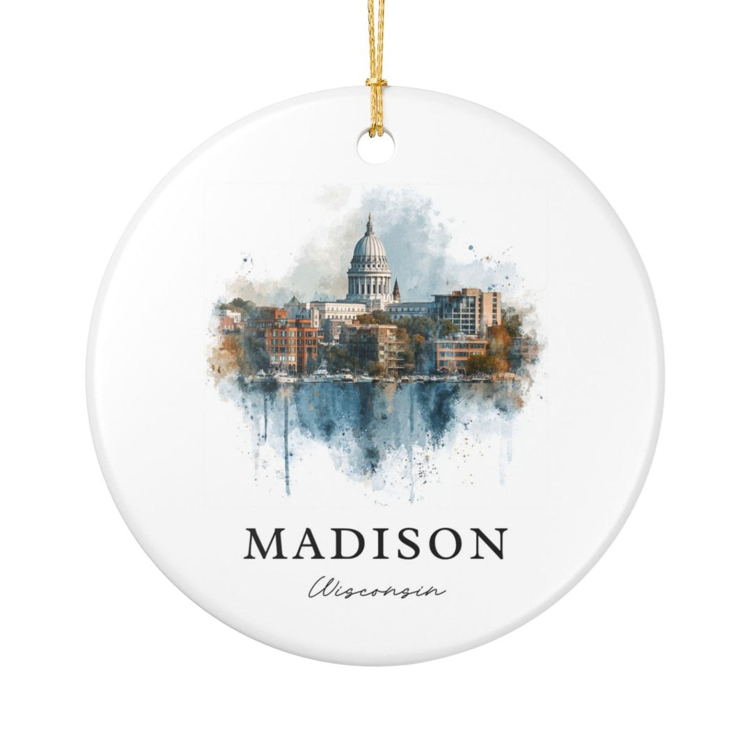 Madison WI Ornament: Unique Madison Souvenir, Madison Wisconsin Xmas Decor, and Authentic Madison Gift