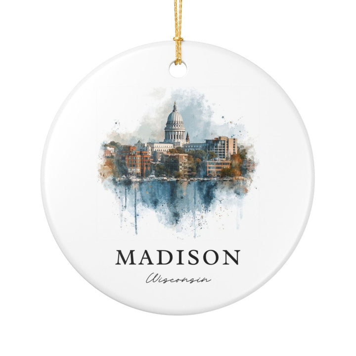 Madison WI Ornament: Unique Madison Souvenir, Madison Wisconsin Xmas Decor, and Authentic Madison Gift