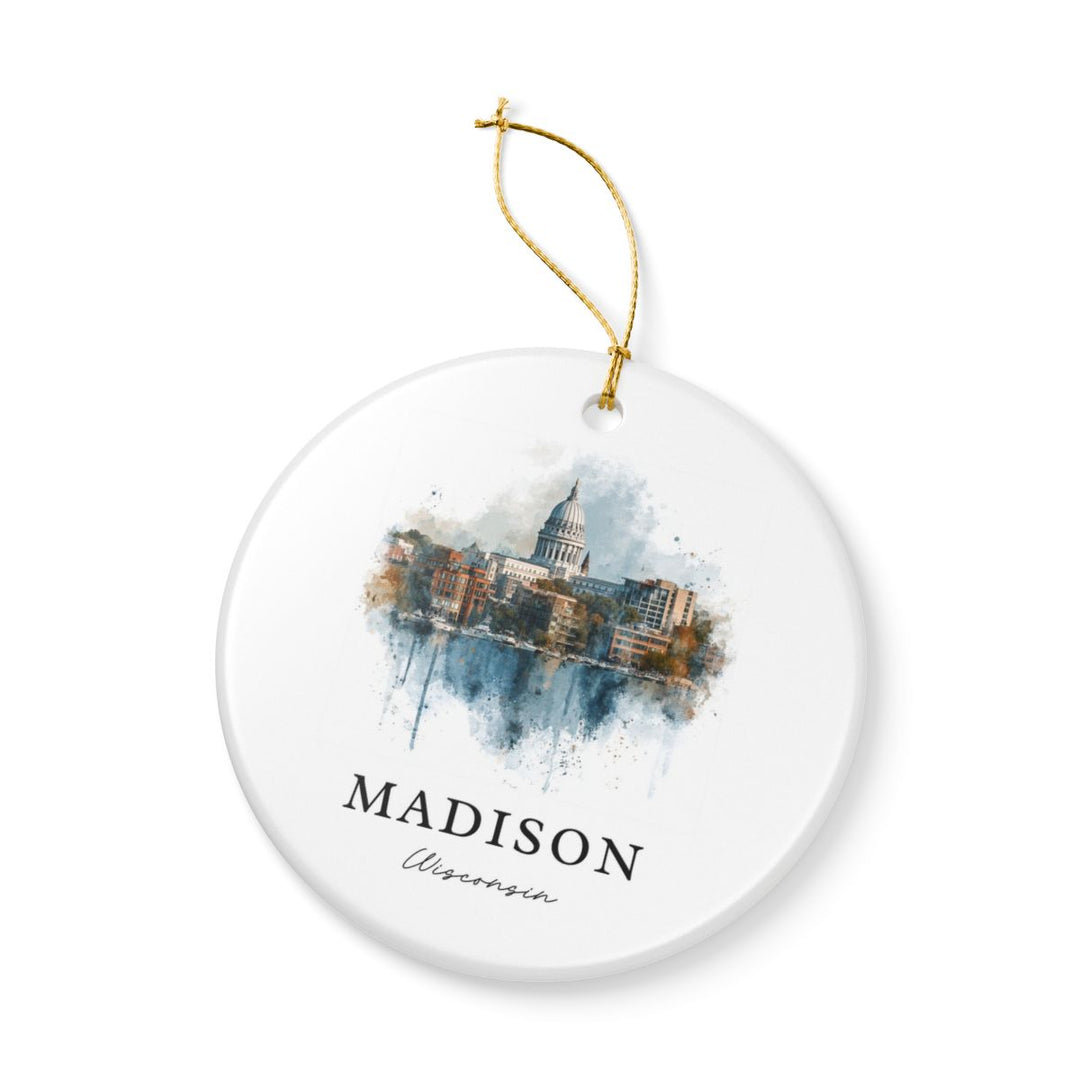 Madison WI Ornament: Unique Madison Souvenir, Madison Wisconsin Xmas Decor, and Authentic Madison Gift
