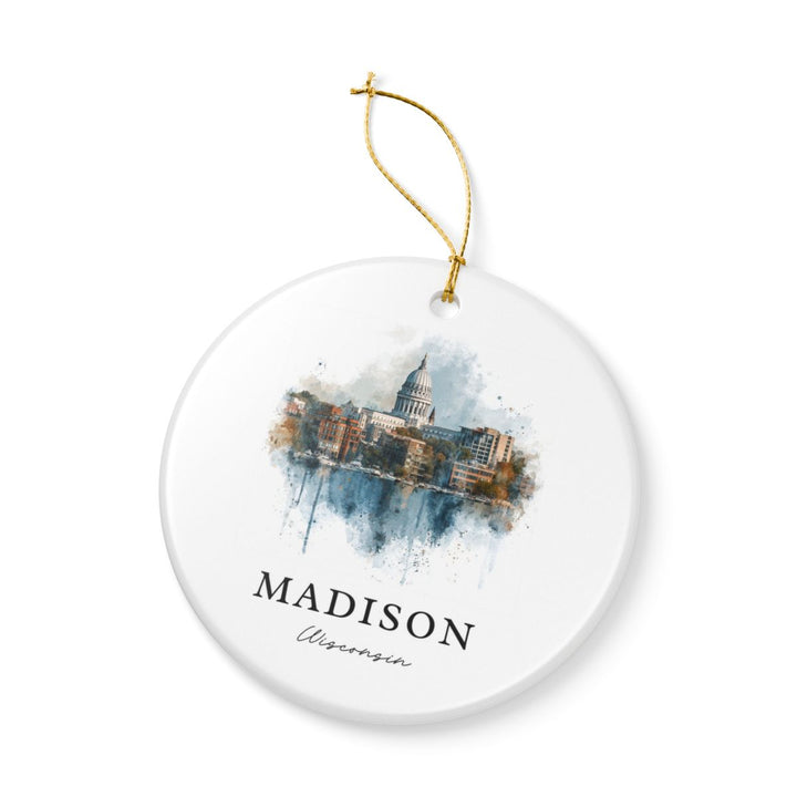 Madison WI Ornament: Unique Madison Souvenir, Madison Wisconsin Xmas Decor, and Authentic Madison Gift