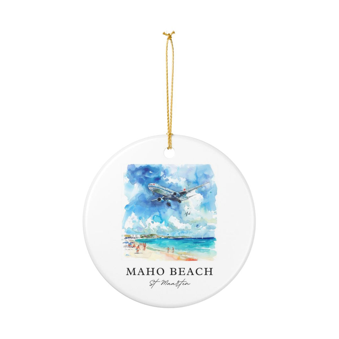 Maho Beach St. Maarten Ornament: Unique Maho Beach Souvenir, Maho Beach St. Maarten Xmas Decor, and Authentic Maho Beach Gift