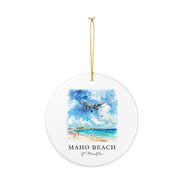 Maho Beach St. Maarten Ornament: Unique Maho Beach Souvenir, Maho Beach St. Maarten Xmas Decor, and Authentic Maho Beach Gift