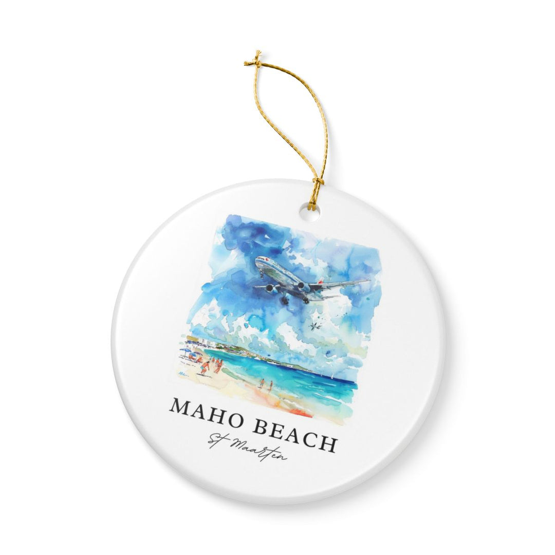 Maho Beach St. Maarten Ornament: Unique Maho Beach Souvenir, Maho Beach St. Maarten Xmas Decor, and Authentic Maho Beach Gift