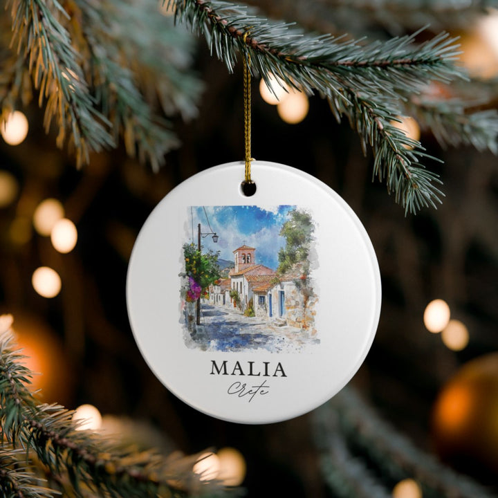 Malia Greece Ornament: Unique Malia Souvenir, Malia Greece Xmas Decor, and Authentic Malia Gift