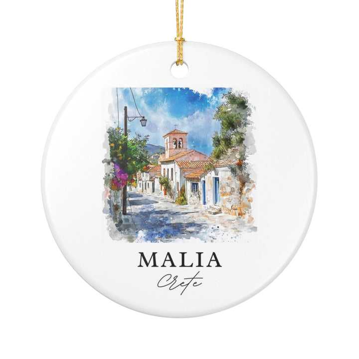 Malia Greece Ornament: Unique Malia Souvenir, Malia Greece Xmas Decor, and Authentic Malia Gift