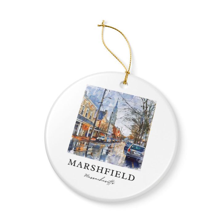 Marshfield MA USA Ornament: Unique Marshfield Souvenir, Marshfield Massachusetts Xmas Decor, and Authentic Marshfield Gift
