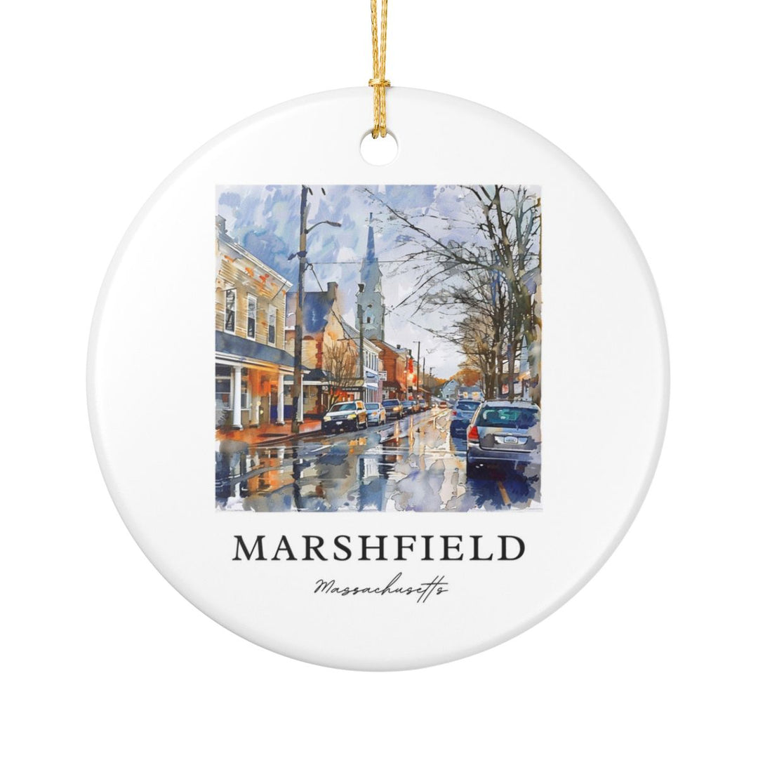 Marshfield MA USA Ornament: Unique Marshfield Souvenir, Marshfield Massachusetts Xmas Decor, and Authentic Marshfield Gift