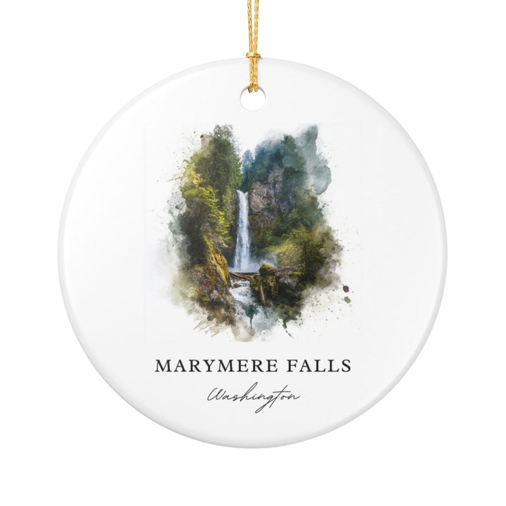 Marymere Falls Washington USA Ornament: Unique Marymere Falls Souvenir, Marymere Falls Washington Xmas Decor, and Authentic Marymere Falls Gift