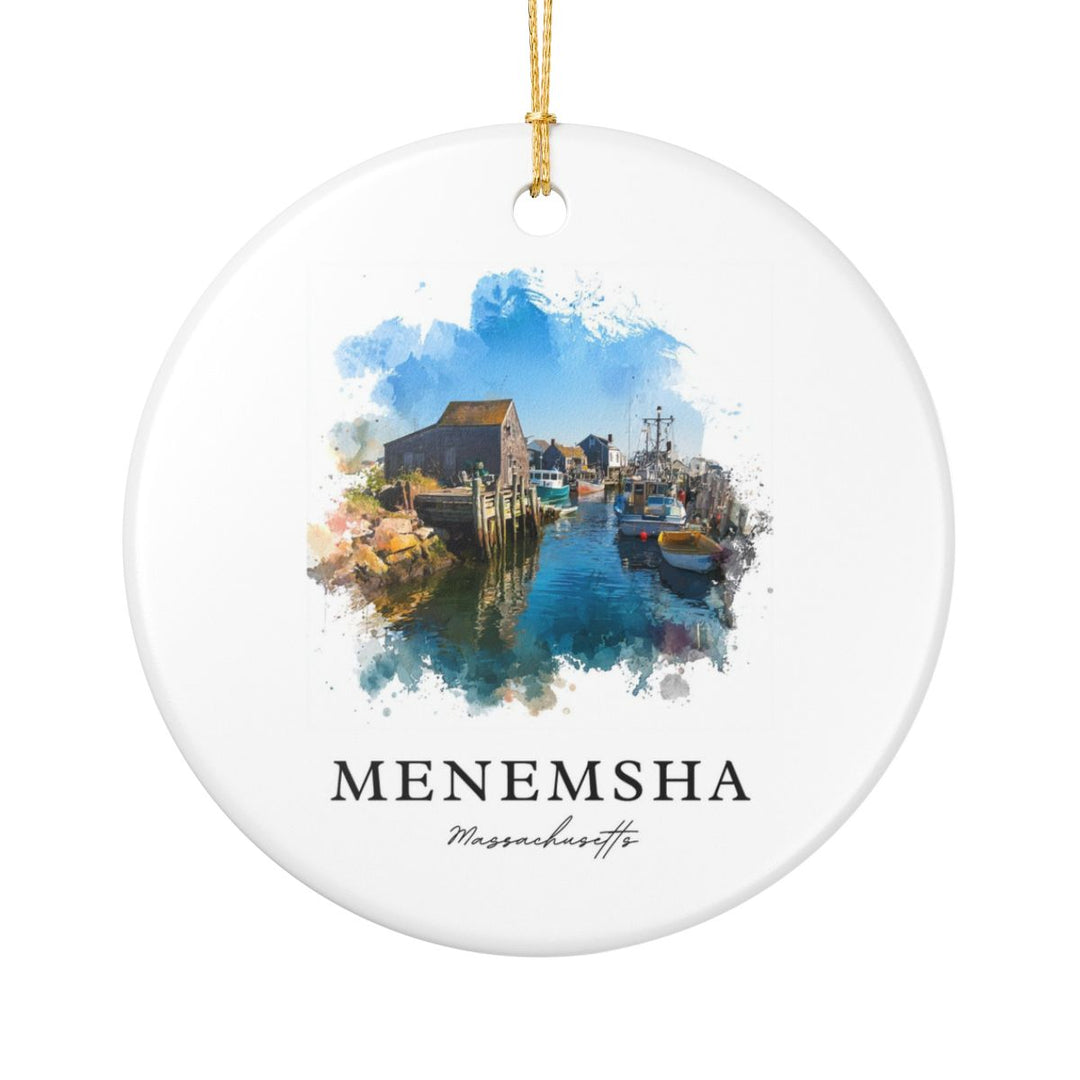 Menemsha Massachusetts Ornament: Unique Menemsha Souvenir, Menemsha Massachusetts Xmas Decor, and Authentic Menemsha Gift