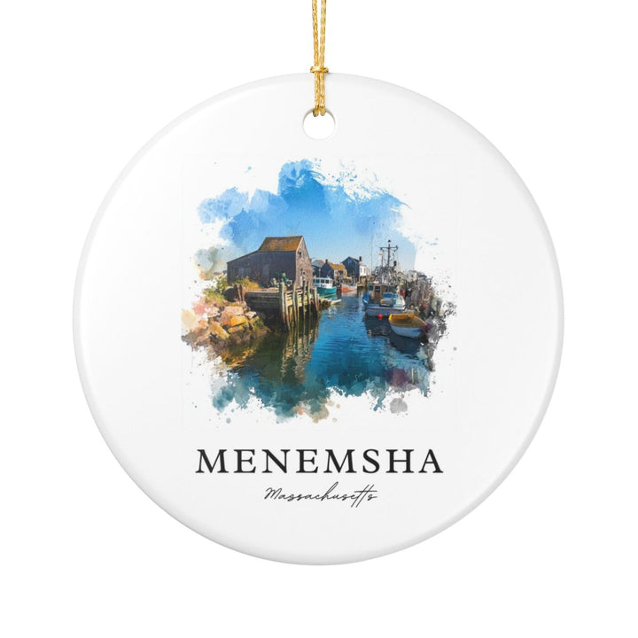 Menemsha Massachusetts Ornament: Unique Menemsha Souvenir, Menemsha Massachusetts Xmas Decor, and Authentic Menemsha Gift