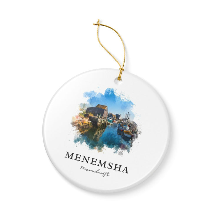 Menemsha Massachusetts Ornament: Unique Menemsha Souvenir, Menemsha Massachusetts Xmas Decor, and Authentic Menemsha Gift