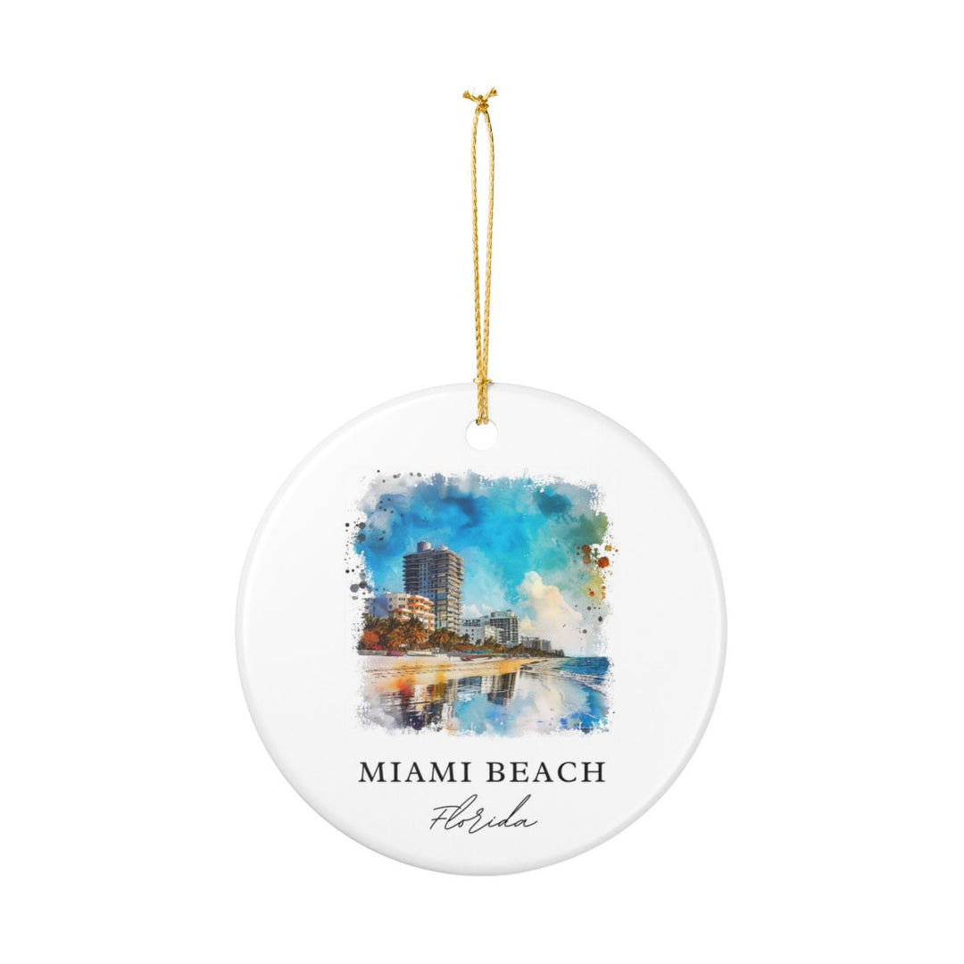 Miami Beach Florida USA Ornament: Unique Miami Beach Souvenir, Miami Beach Florida Xmas Decor, and Authentic Miami Beach Gift