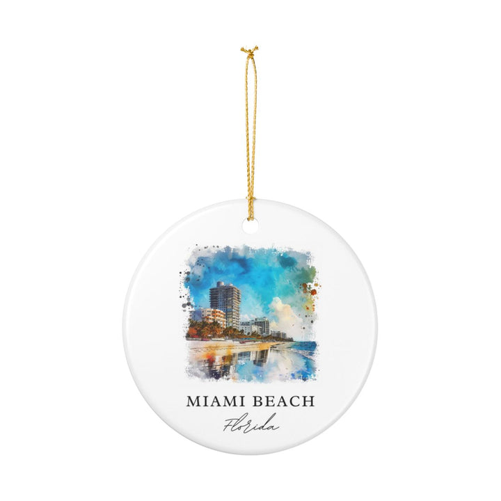 Miami Beach Florida USA Ornament: Unique Miami Beach Souvenir, Miami Beach Florida Xmas Decor, and Authentic Miami Beach Gift