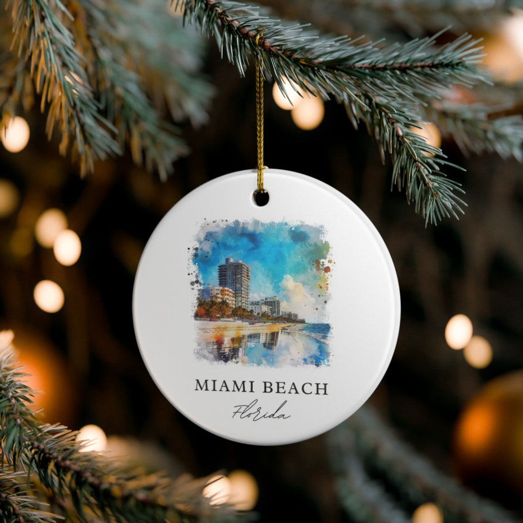 Miami Beach Florida USA Ornament: Unique Miami Beach Souvenir, Miami Beach Florida Xmas Decor, and Authentic Miami Beach Gift
