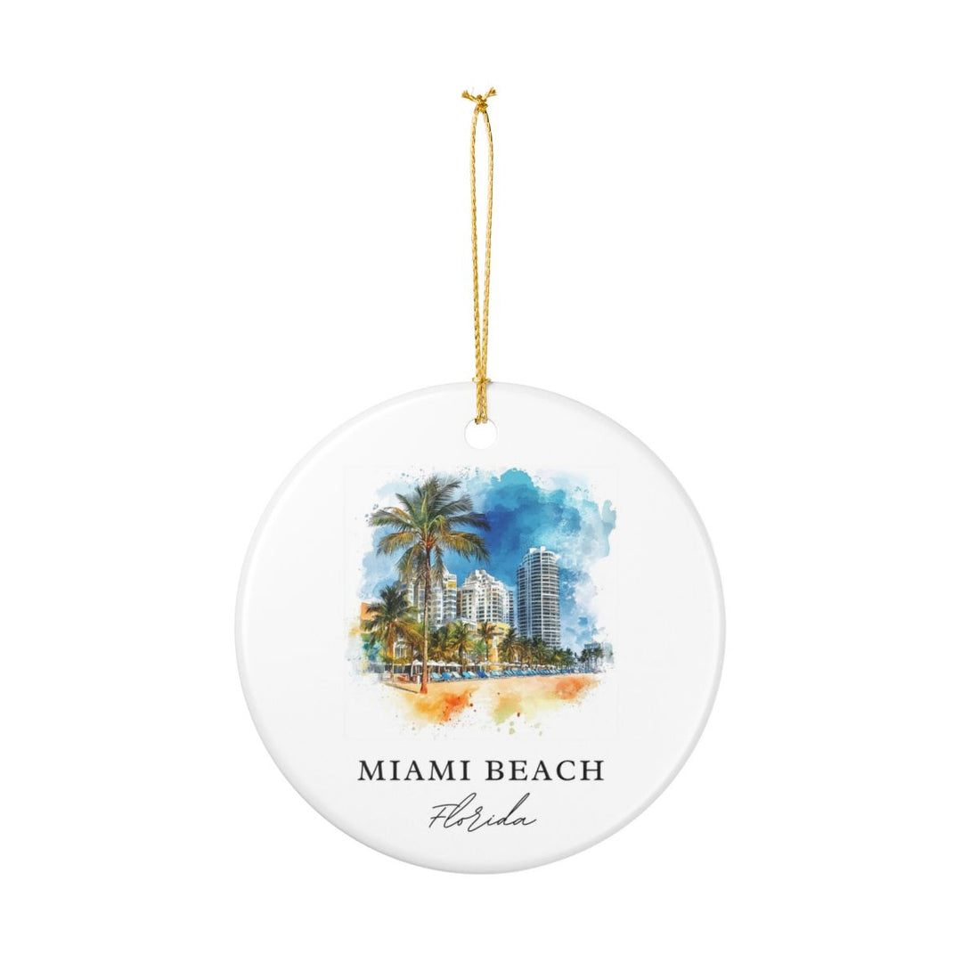 Miami Beach Florida USA Ornament: Unique Miami Beach Souvenir, Miami Beach Florida Xmas Decor, and Authentic Miami Beach Gift