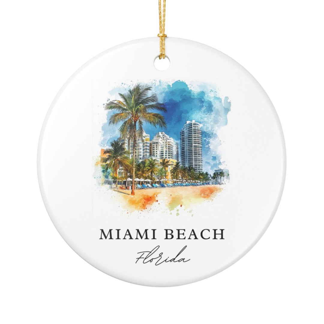 Miami Beach Florida USA Ornament: Unique Miami Beach Souvenir, Miami Beach Florida Xmas Decor, and Authentic Miami Beach Gift
