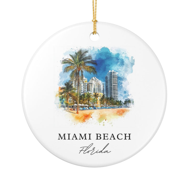 Miami Beach Florida USA Ornament: Unique Miami Beach Souvenir, Miami Beach Florida Xmas Decor, and Authentic Miami Beach Gift